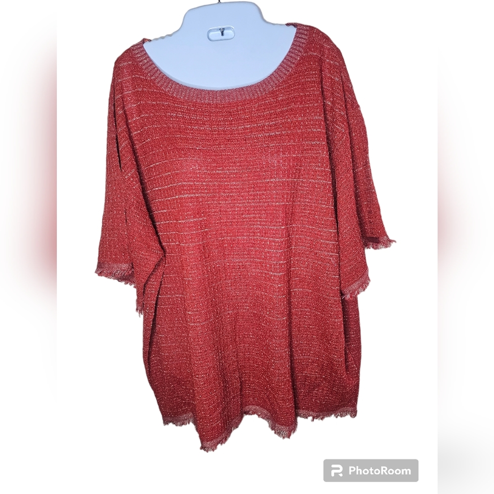 Zara women's rust brown/gold scoop neck short sleeve top size M